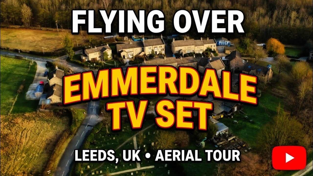 Drone Flight over Emerdale village film set