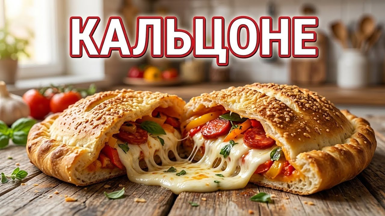 Пицца Кальцоне с Чирозо, перцем и сыром. Невероятно вкусно! 