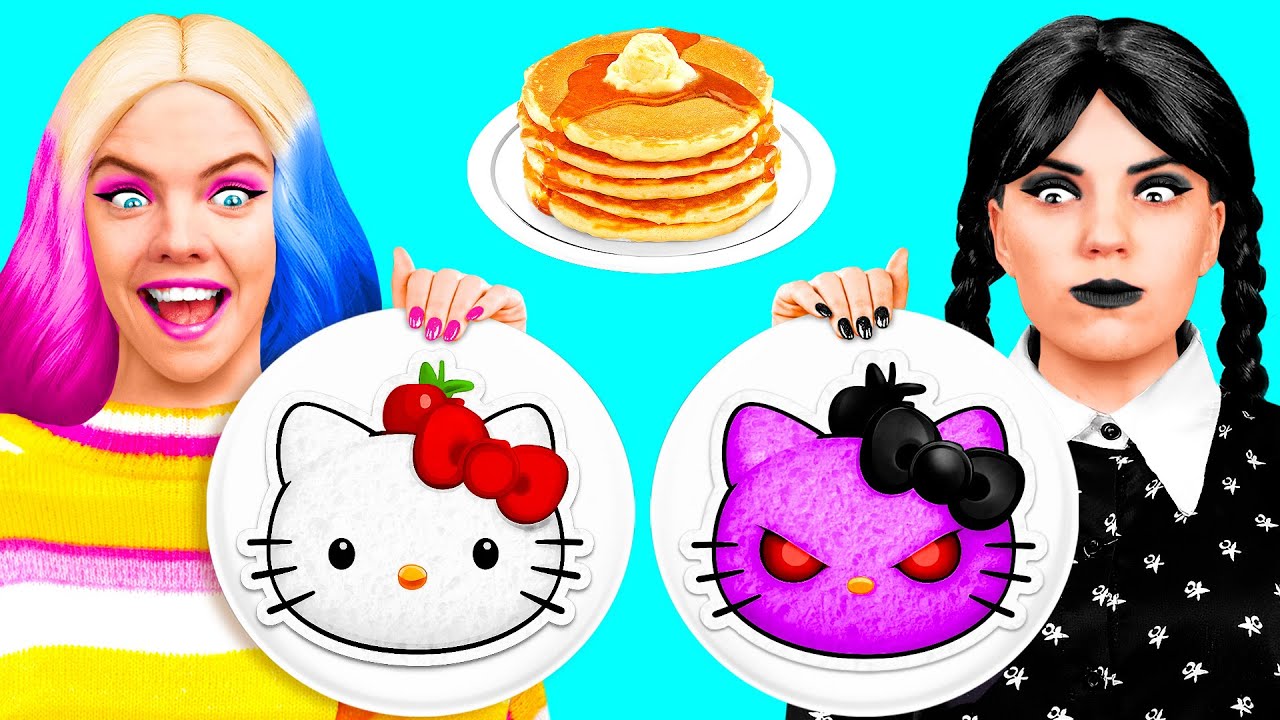 Pfannkuchen Kunst Challenge mit Wednesday Addams | Lustige Food Challenges