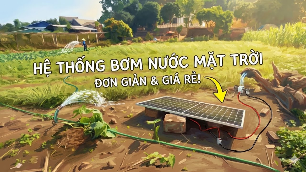 Tưới tiêu 0 Đồng - Với bơm hỏa tiễn Năng Lượng Mặt Trời 300W  siêu tiết kiệm !