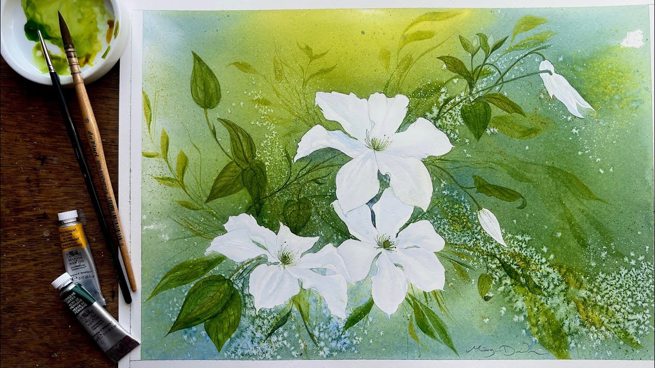 New WATERCOLOR POUR Technique for BEGINNERS! PAINTING Loose Watercolour Flower tutorial Landscape