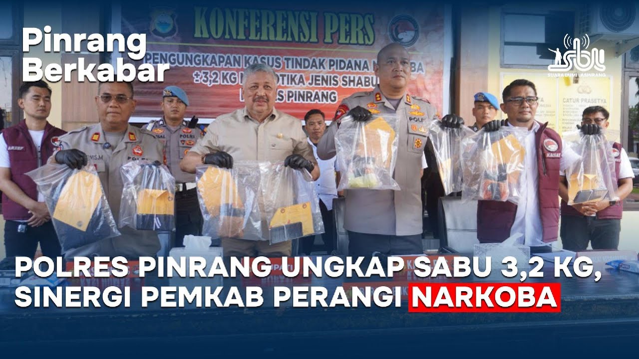 Pinrang Berkabar | Polres Pinrang Ungkap Sabu 3,2 Kg, Sinergi Pemkab Perangi Narkoba