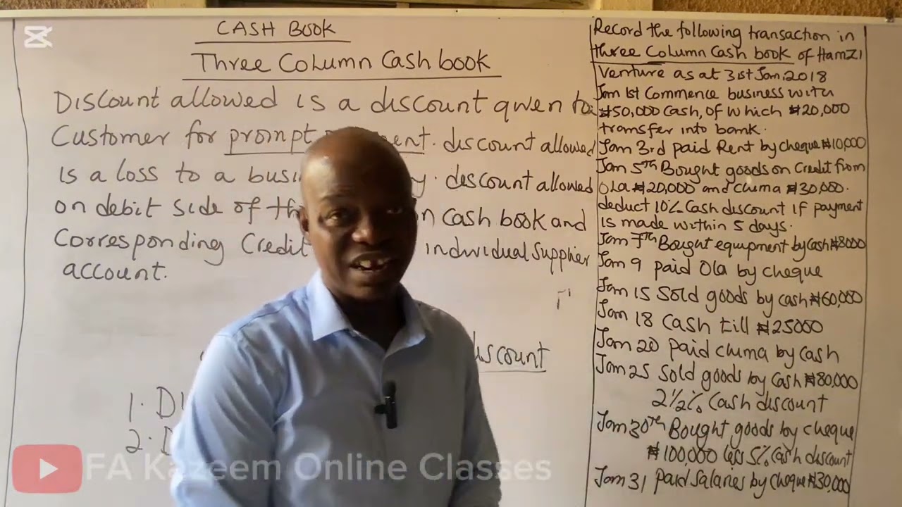 Three Column Cash book #financialaccounting #finance #education