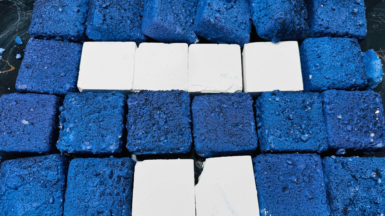 Fresh Blue Paste Gym Chalk ASMR Crush | Oddly Satisfying ASMR