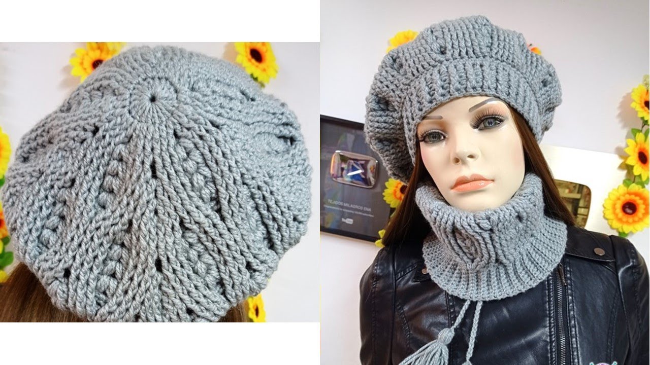 PARTE 2 Como tejer la Boina N° 41 a crochet en punto espigas y relieves para damas y niñas