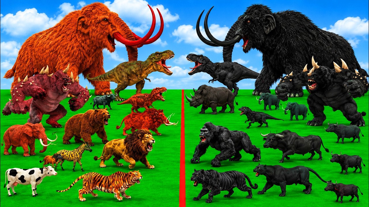 Epic Battle Prehistoric Elephant vs T Rex Dinosaur Vs 56 Wild Animals Animal Revolt Battle Simulato
