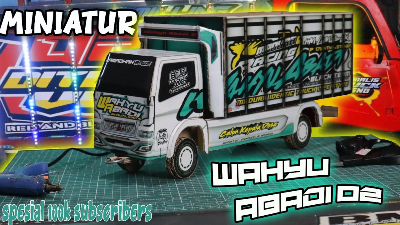 WAHYU ABADI 02 membuat miniatur truk oleng dari stiker papercraft dan kardus