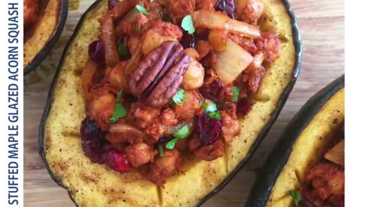 Stuffed Maple Glazed Acorn Squash - The Perfect Vegetarian Dish for the Holidays!!