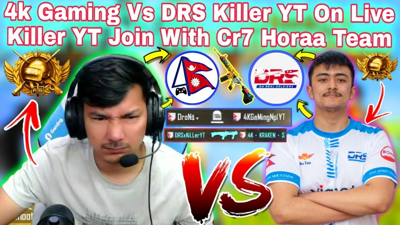 4k Gaming Vs DRS Killer YT || DRS Killer YT Join With Cr7 Horaa || First Time Fight With Killer YT