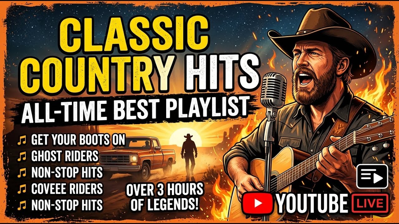 A nostalgic classic country music album playlist with warm calming atmosphere