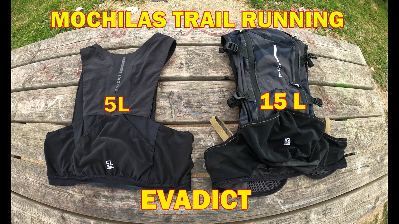 DOS MOCHILAS DE TRAIL RUNNING EVADICT DECATHLON, 5L Y 15L