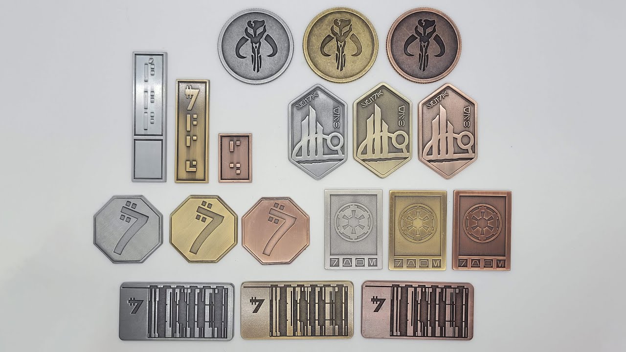 Sabacc Credit Sample Set Solid Metal | Metal Sabacc Imperial Credit Chit | Star Wars Poker Chips