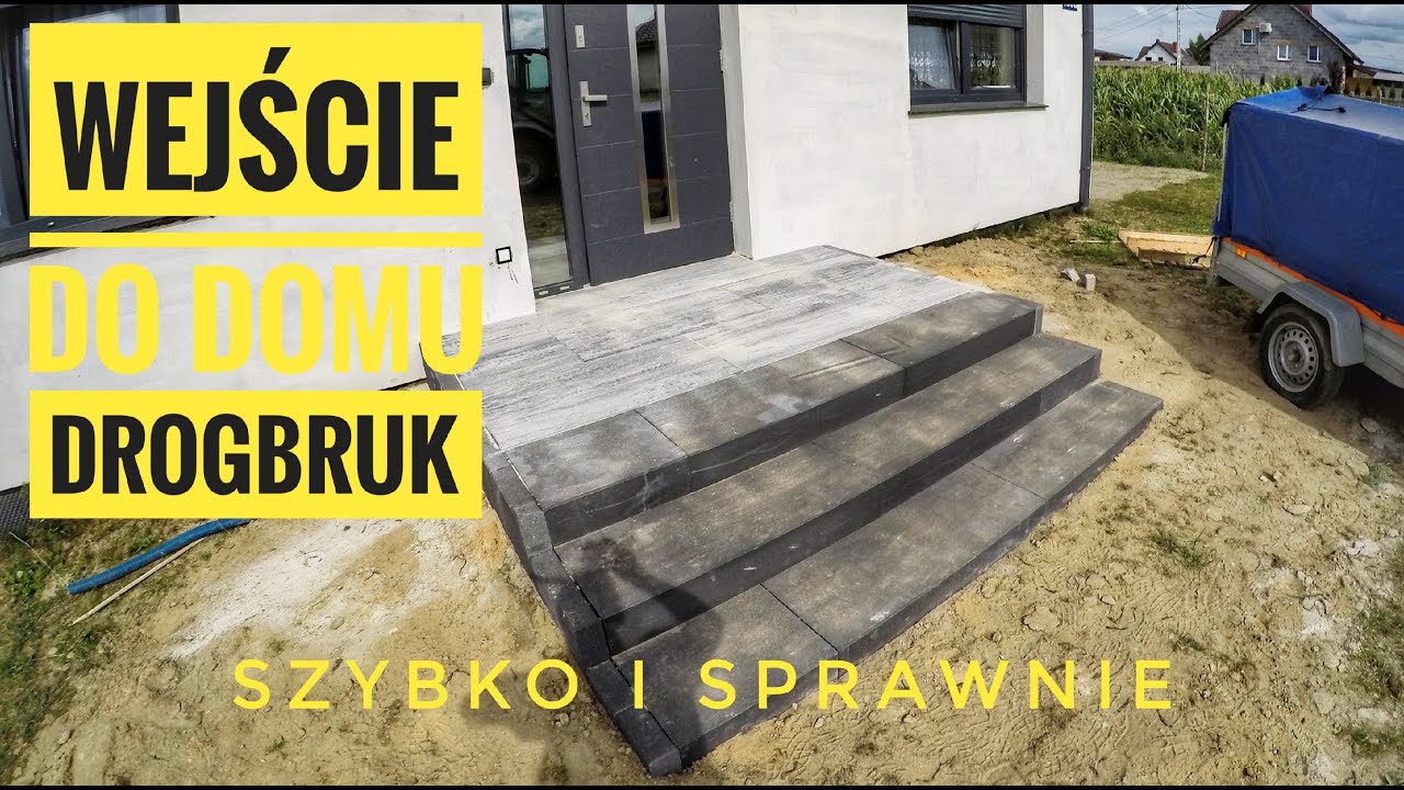 Szybkie wejście do domu z dużych płyt, gotowych stopnic i palisad  | Jak zrobić? #Brukarz #Drogbruk