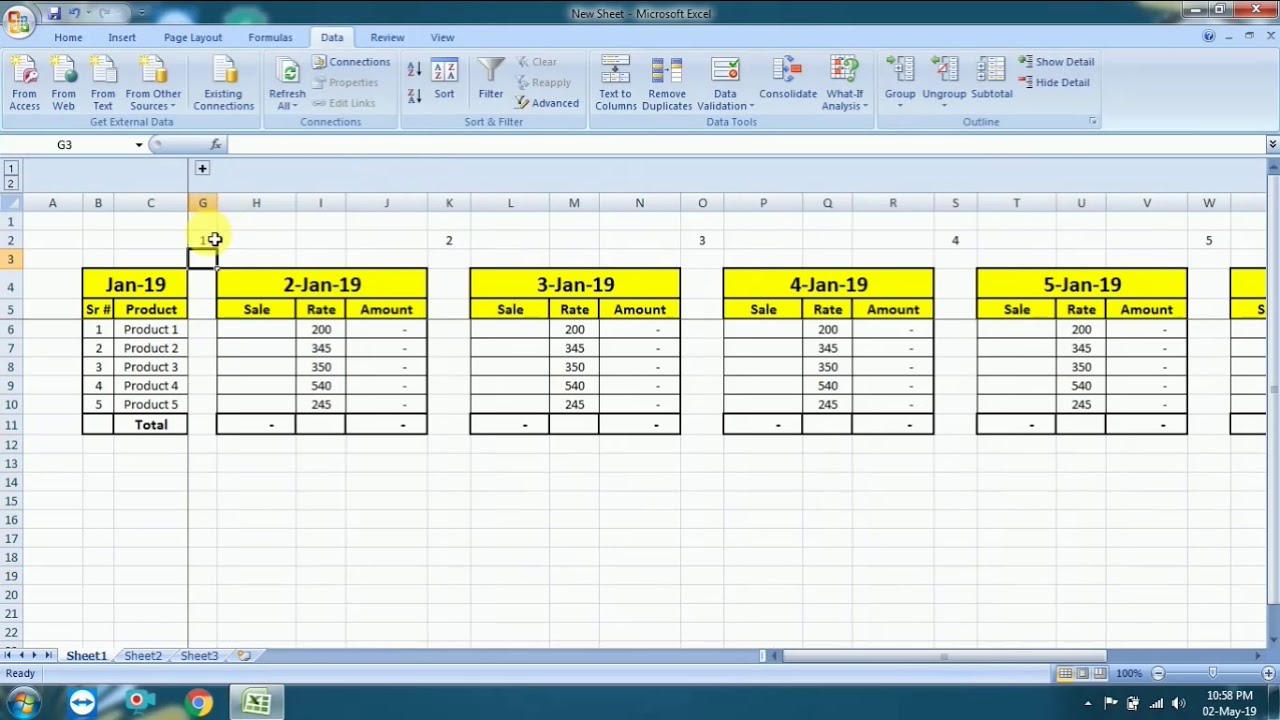 How to use group function in MS Excel 2019