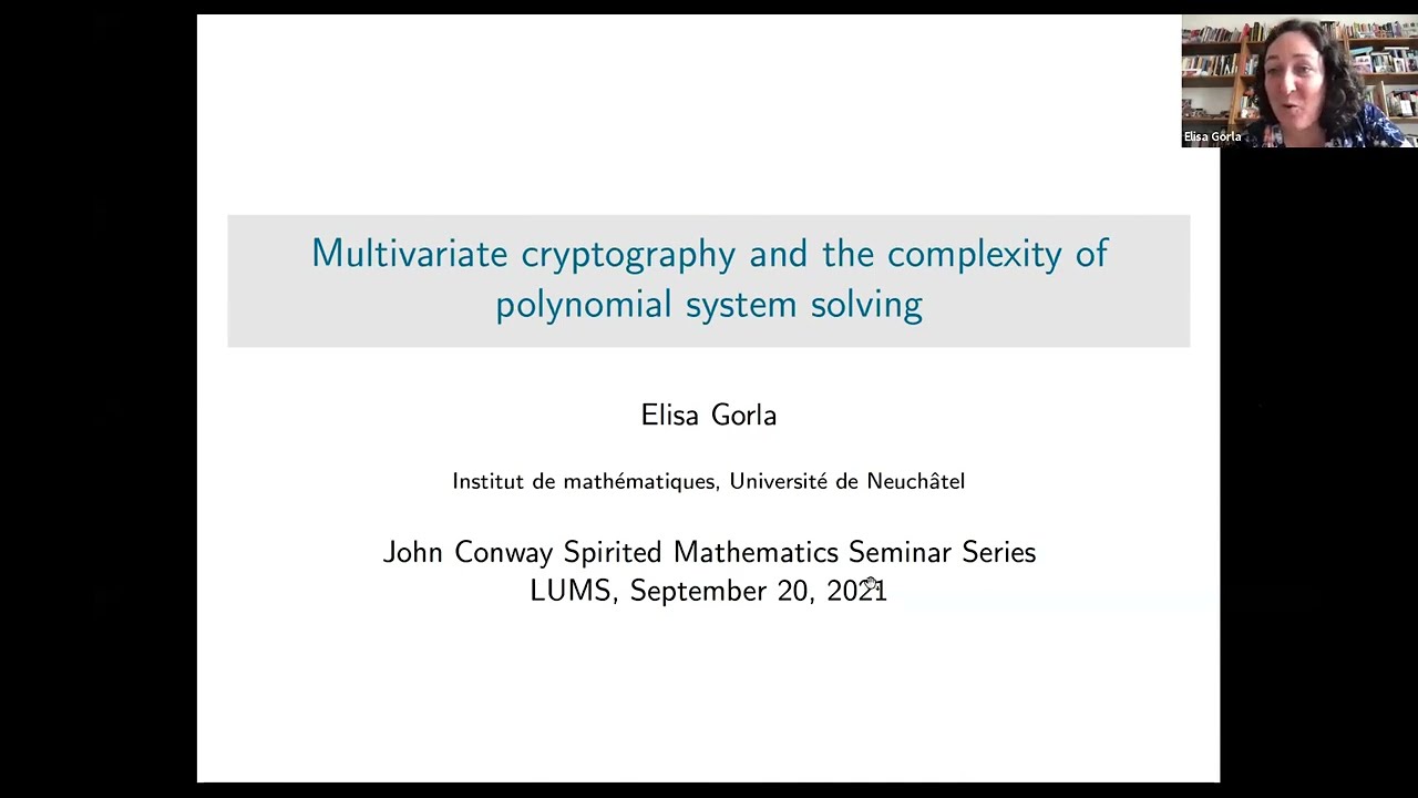 JC Series #18 - Elisa Gorla (University of Neuchatel), Multivariate cryptography and ...