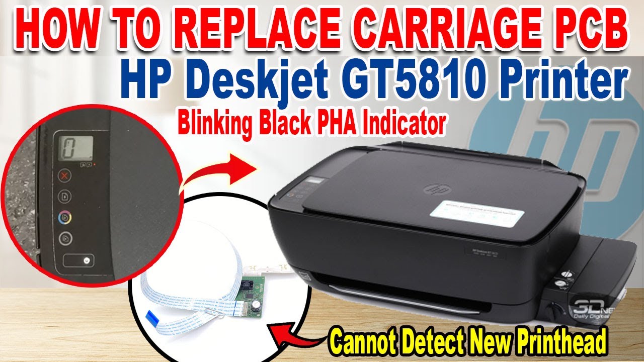 Как заменить плату каретки на принтере HP GT5810 и устранить ошибку «Невозможно обнаружить PHA».