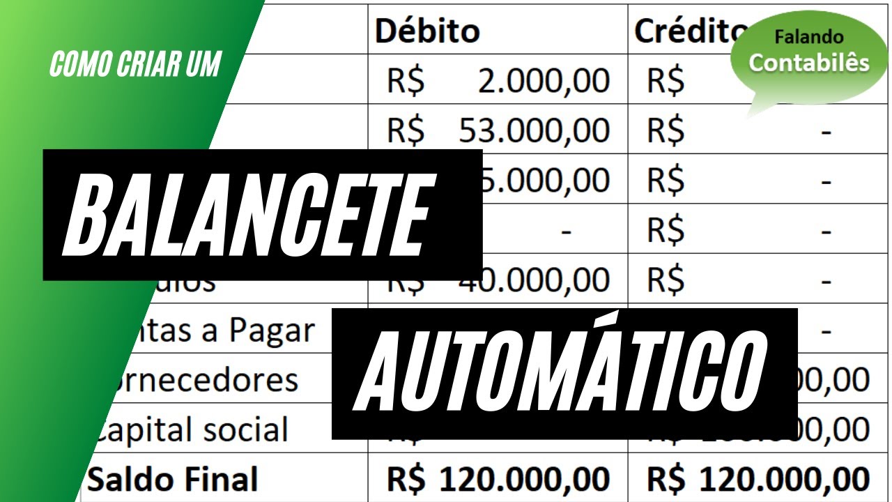 Criando um balancete automático, sendo alimentado pela movimentação do livro diário (EXCEL)