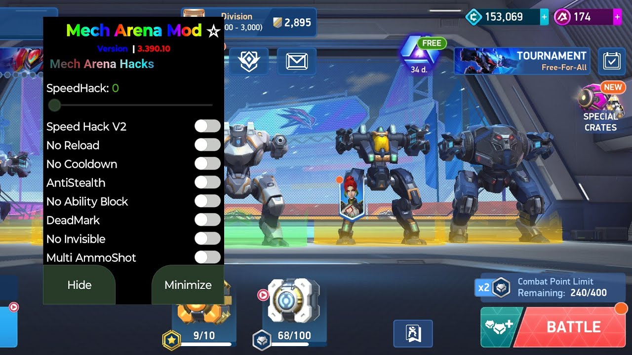 ⚡ MECH ARENA MOD MENU - SPEED HACK + NO RELOAD + 1 HIT KILL! | Dominate Every Match