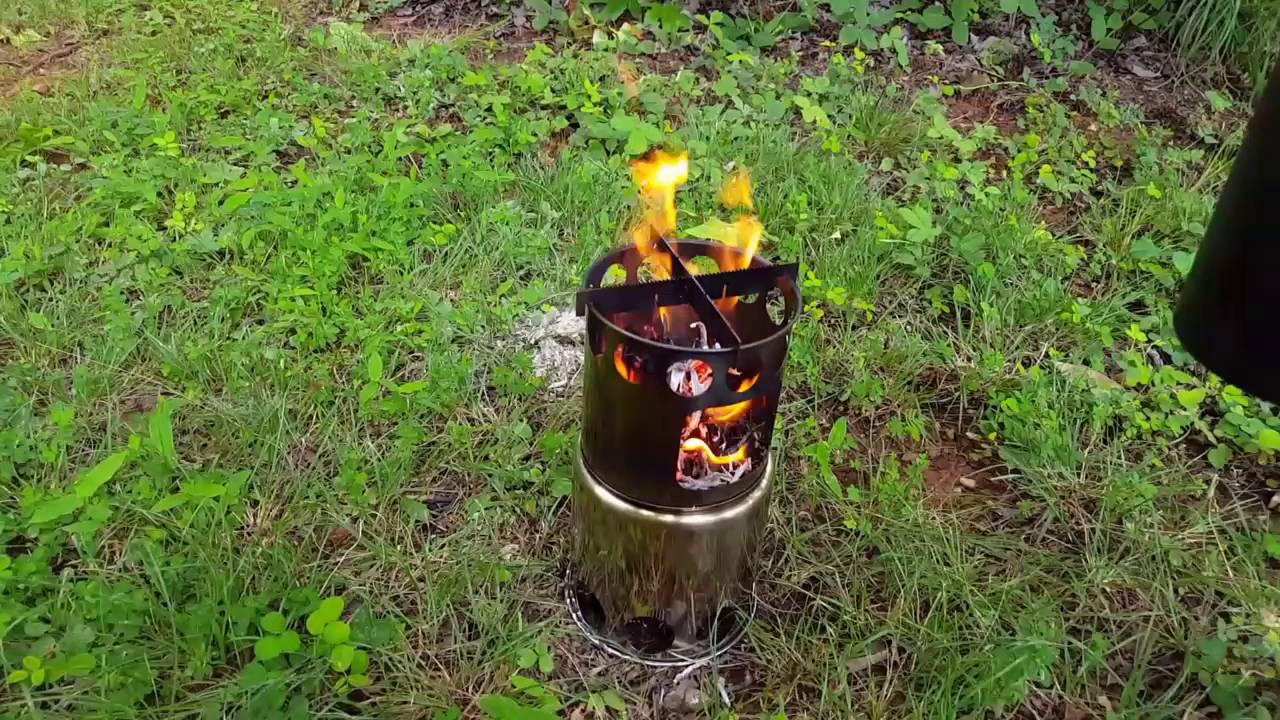 Lixada woodstove test burn after fix - top down burn