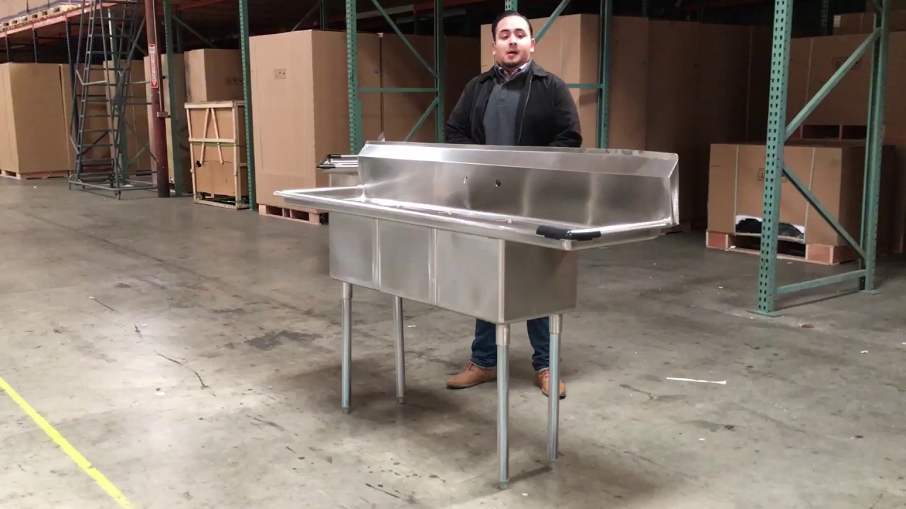 75 ins  Stainless Steel Three Compartment Sink Commercial Kitchen  sinks