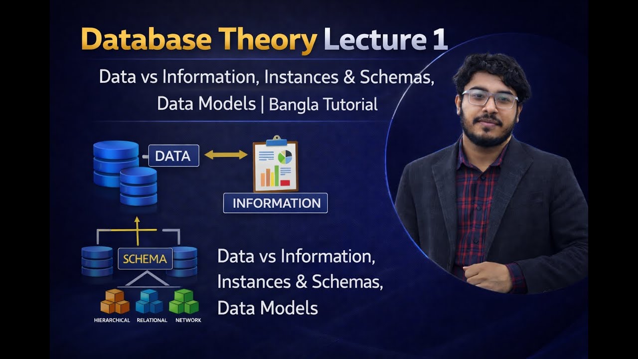 Database Theory Lecture 1 | Data vs Information, Instances & Schemas, Data Models | Bangla Tutorial