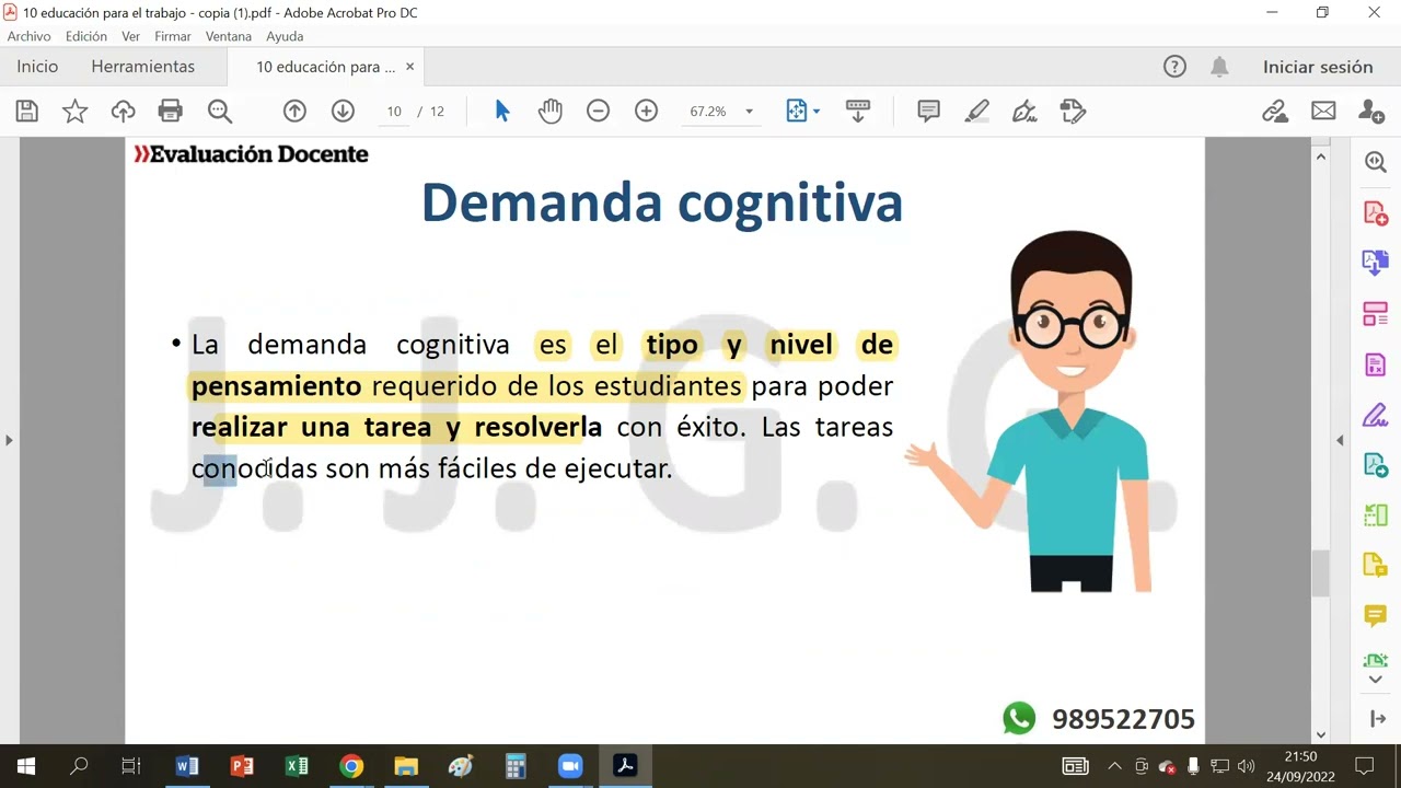 Especialidad Educación para el Trabajo (EPT): Demanda cognitiva y FODA