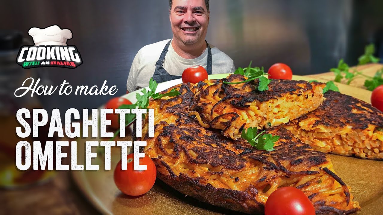 Making Spaghetti / Pasta Omelette with leftovers. Pasta Frittata