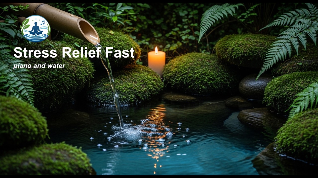 Relaxing  Calm Focus Piano Music with Water Sounds 🌿 For Deep Sleep, Stress Relief, Meditation