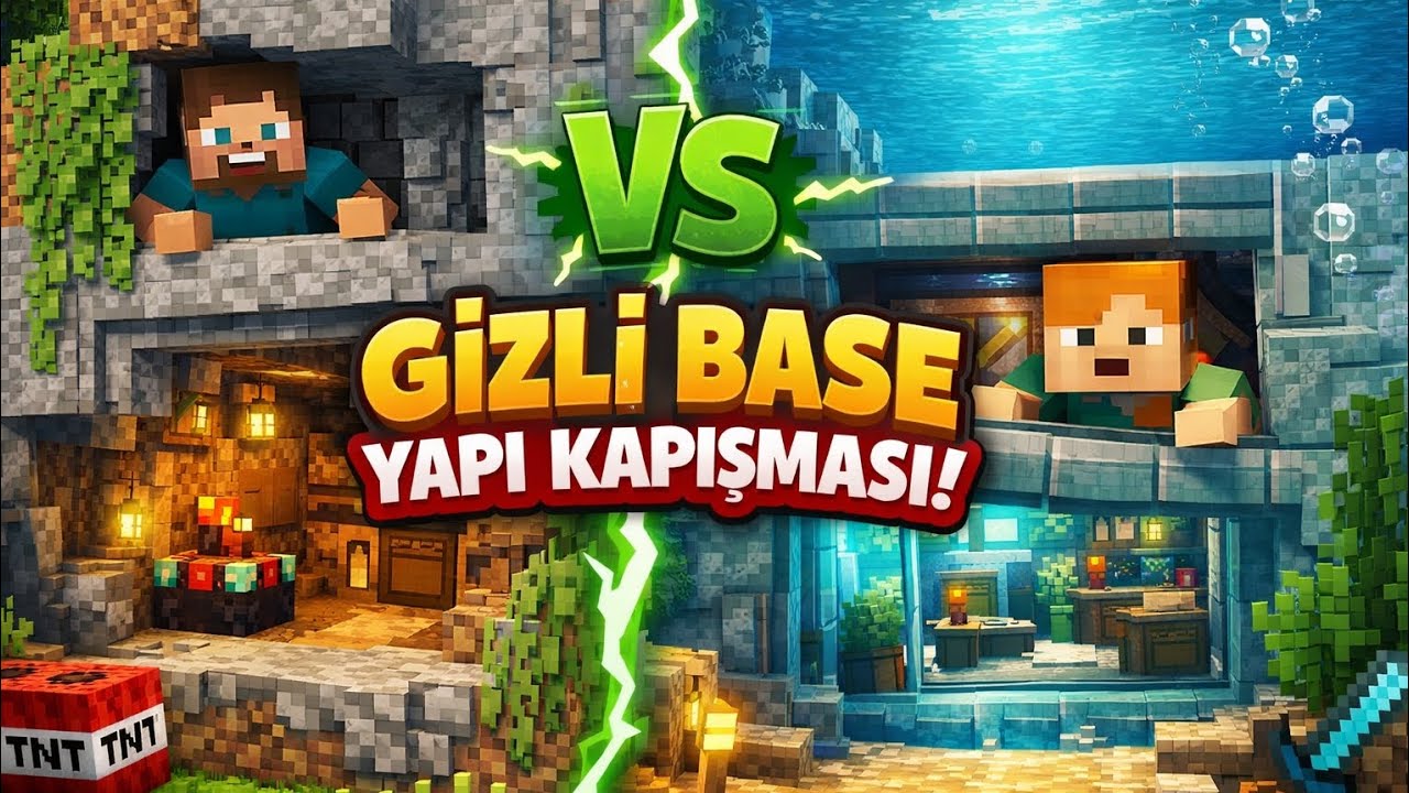 Arkadaşımla birlikte Minecraft'ta gizli base yapı kapışması yaptık @RoboCraft-r4k 