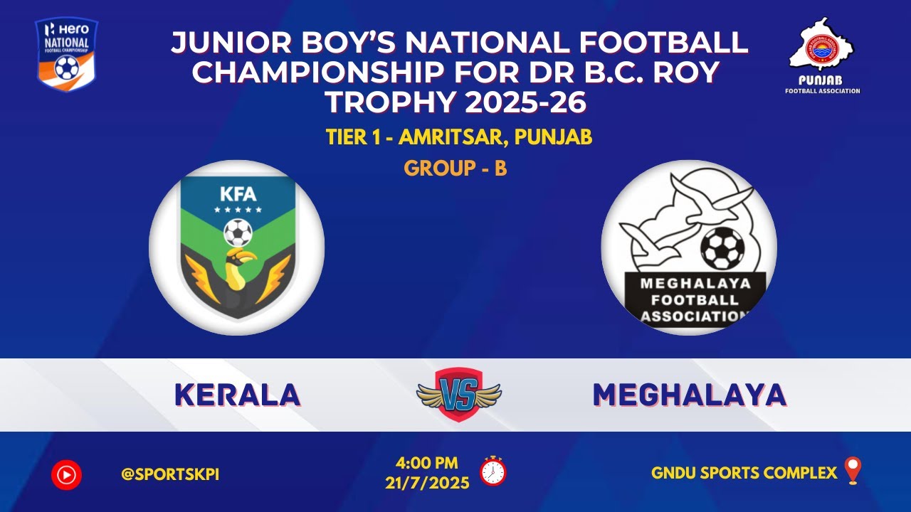 Kerala vs Meghalaya | Dr. B.C. Roy Trophy 2025-26 | Group B | Live from Amritsar