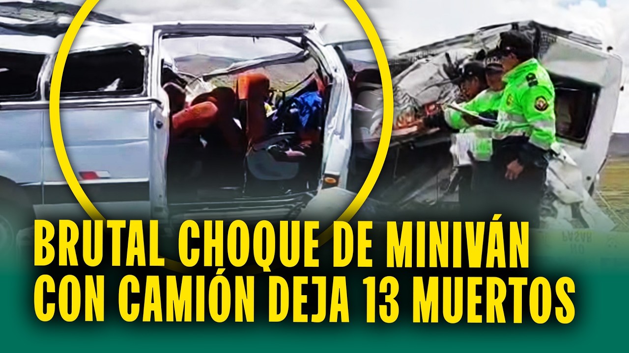 Violento choque de miniv&aacute;n con cami&oacute;n deja 13 muertos: Sobrevivientes fueron trasladado al hospital