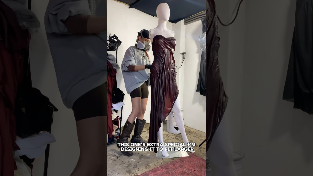 Making a wet look dress that stays permanently #fashiontrends #diyfashion #fyp #smallbusiness