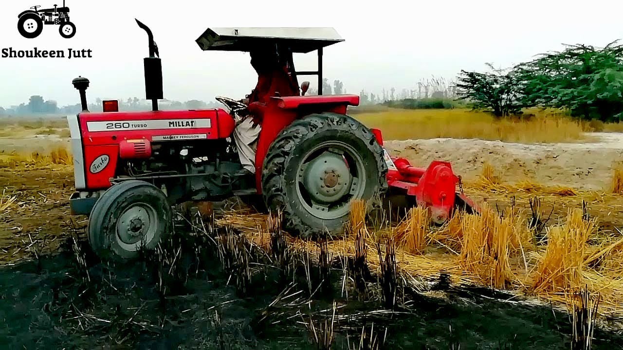 Powerful MF 260 Tractor Working With Rotavator In Fields
