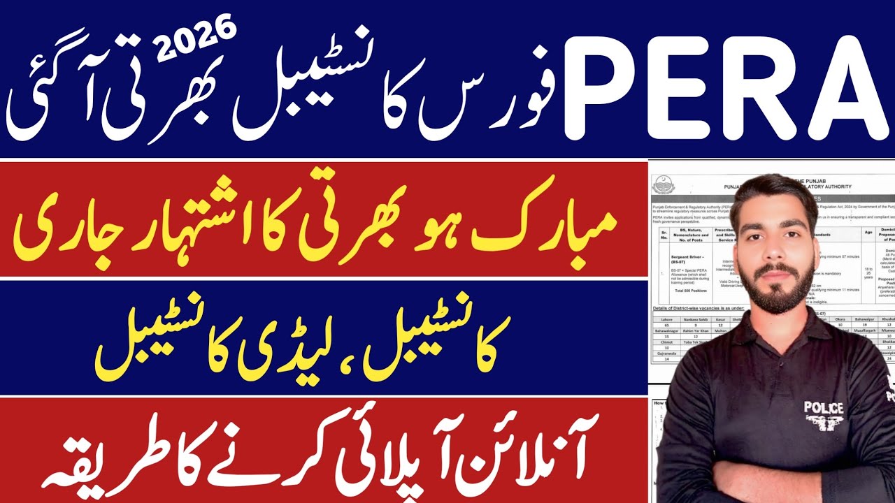 PERA Force Constable Jobs 2026|how Apply online in PERA force jobs 2026|PERA force jobs 