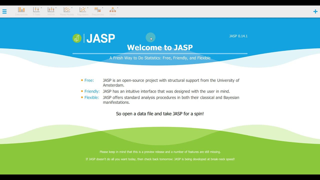 Интерфейс и возможности JASP