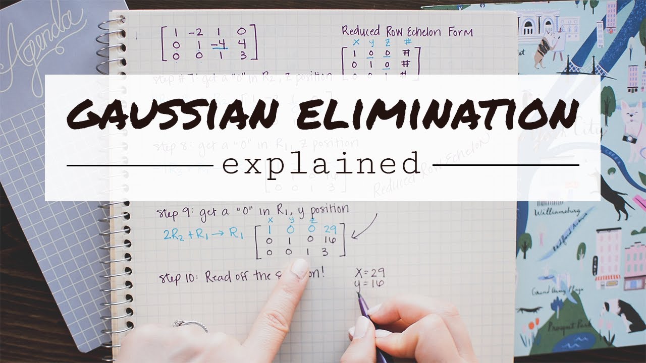 Solve 3x3 systems with matrices (Gaussian elimination - row reduction) | Math Hacks