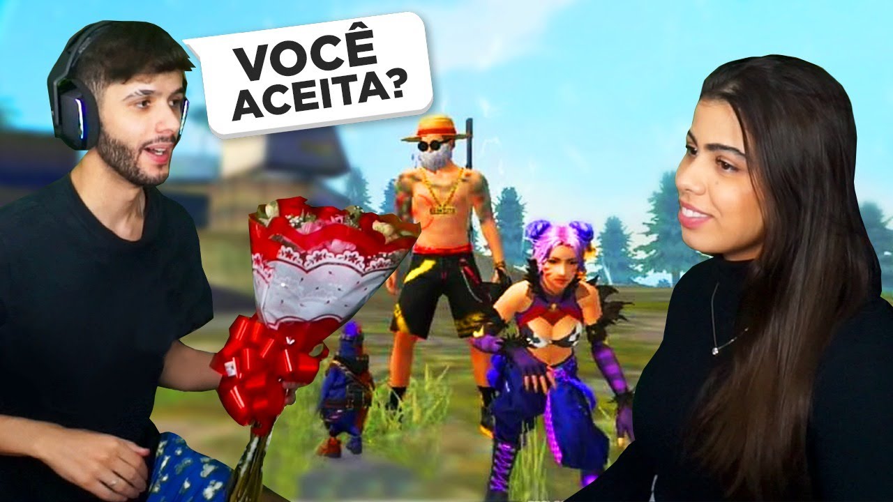 PEDI ELA EM NAMORO NO MEIO DA PARTIDA DE FREE FIRE!