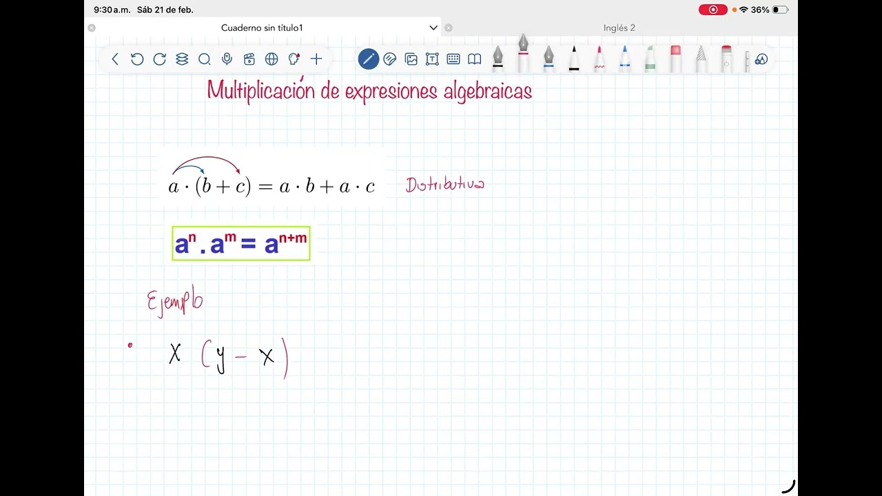 Mulitplicación de expresiones algebraicas- Ejemplo 1