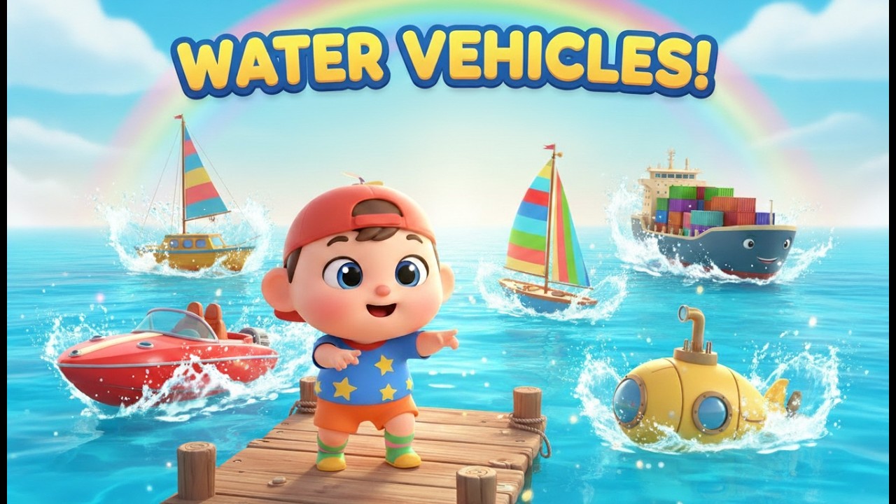 Water Vehicles Song 🚤 | Boat, Ship, Submarine & Speedboat  Sounds! | Nursery Rhymes & Kids Songs ⛵