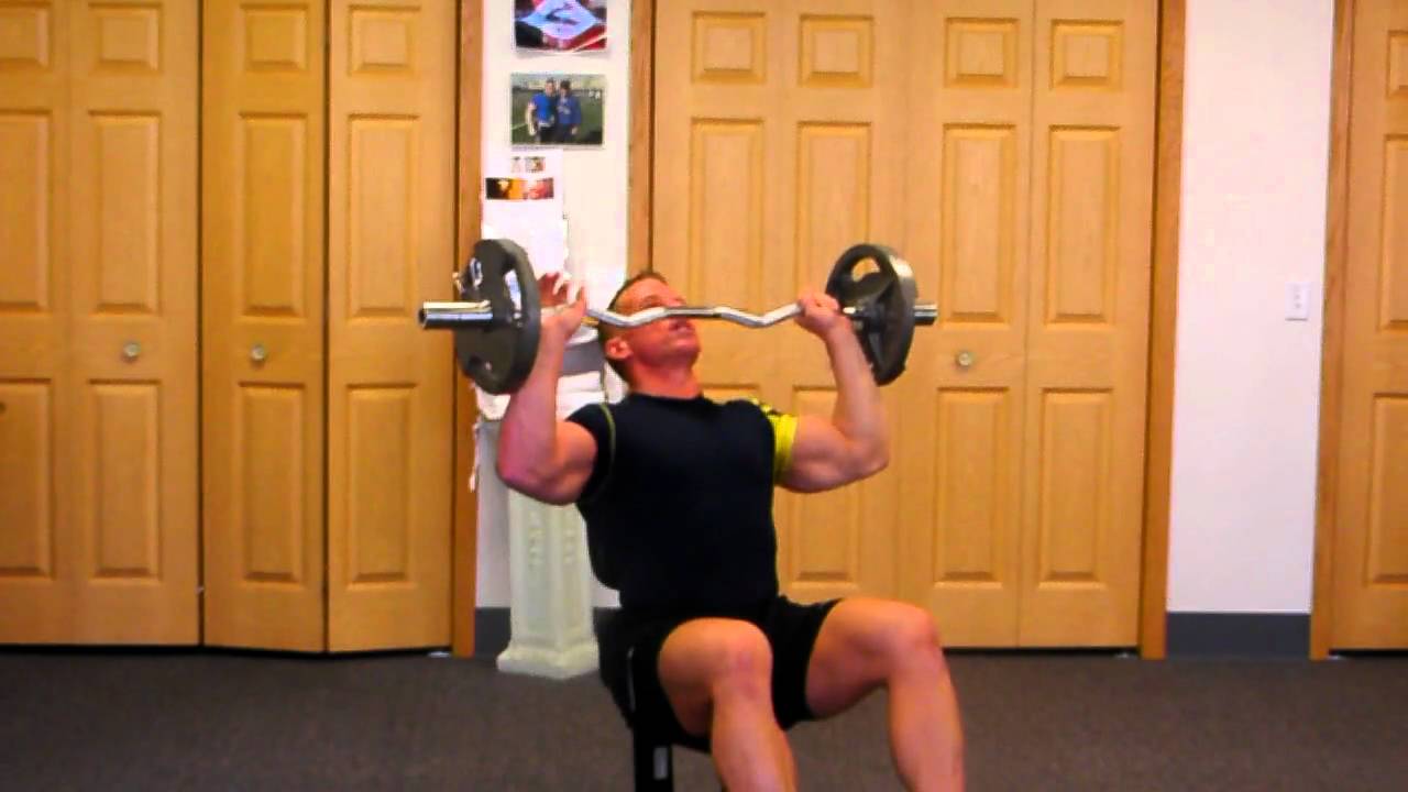 Seated Curl-bar Shoulder Press for Massive Deltoids