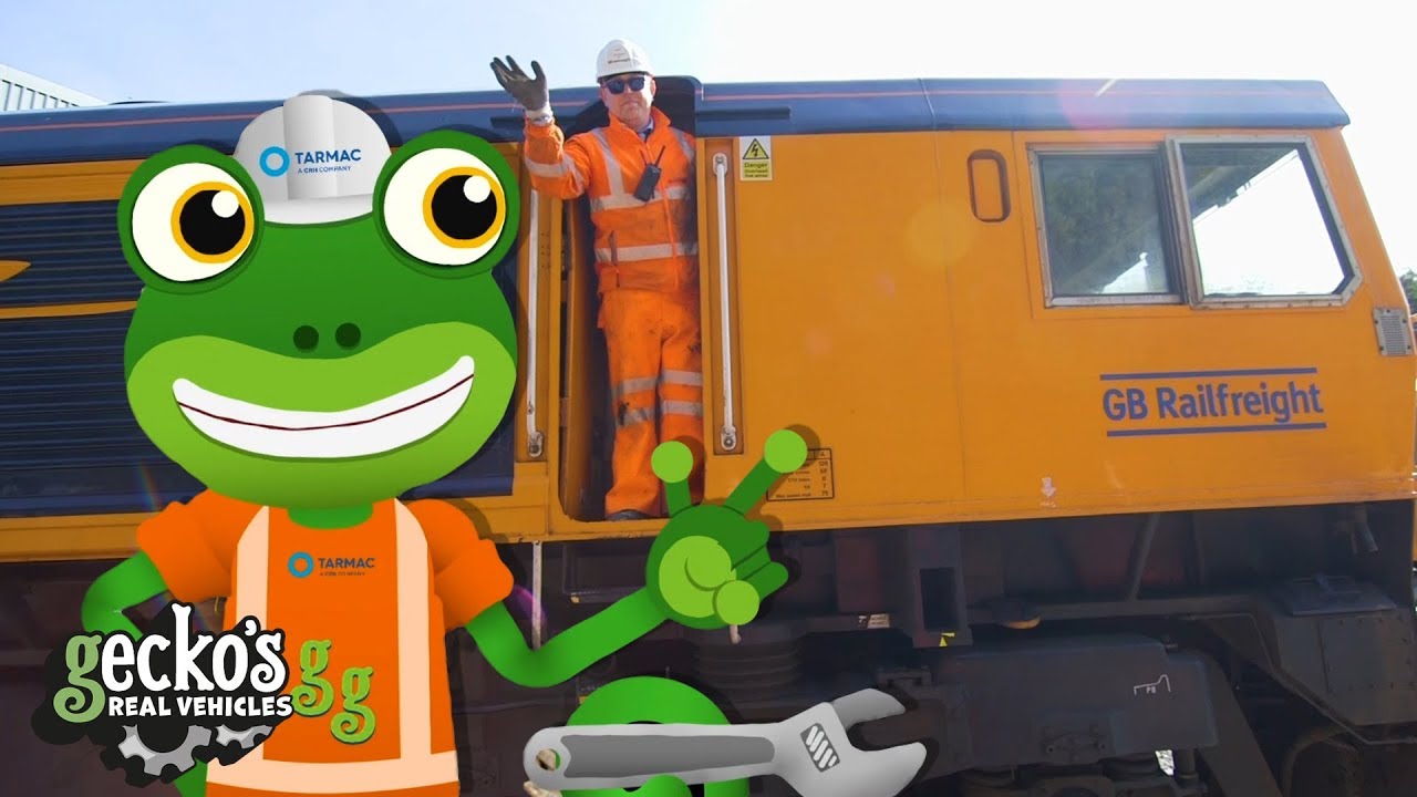 Gecko and the Freight Train - Gecko's Real Vehicles | Real Trains For Kids | Learning For Kids
