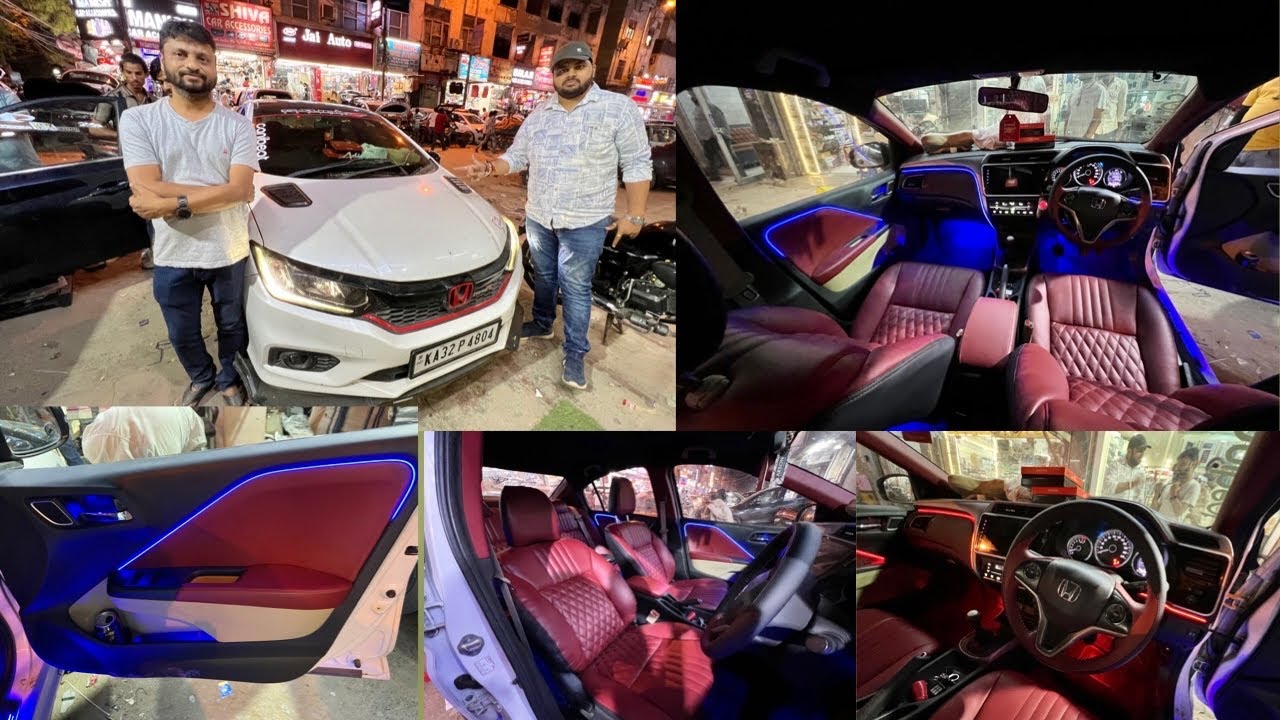 Modified Honda City From Karnataka | Full Interior | Ambient Lighting | Spoiler | Led Lighting