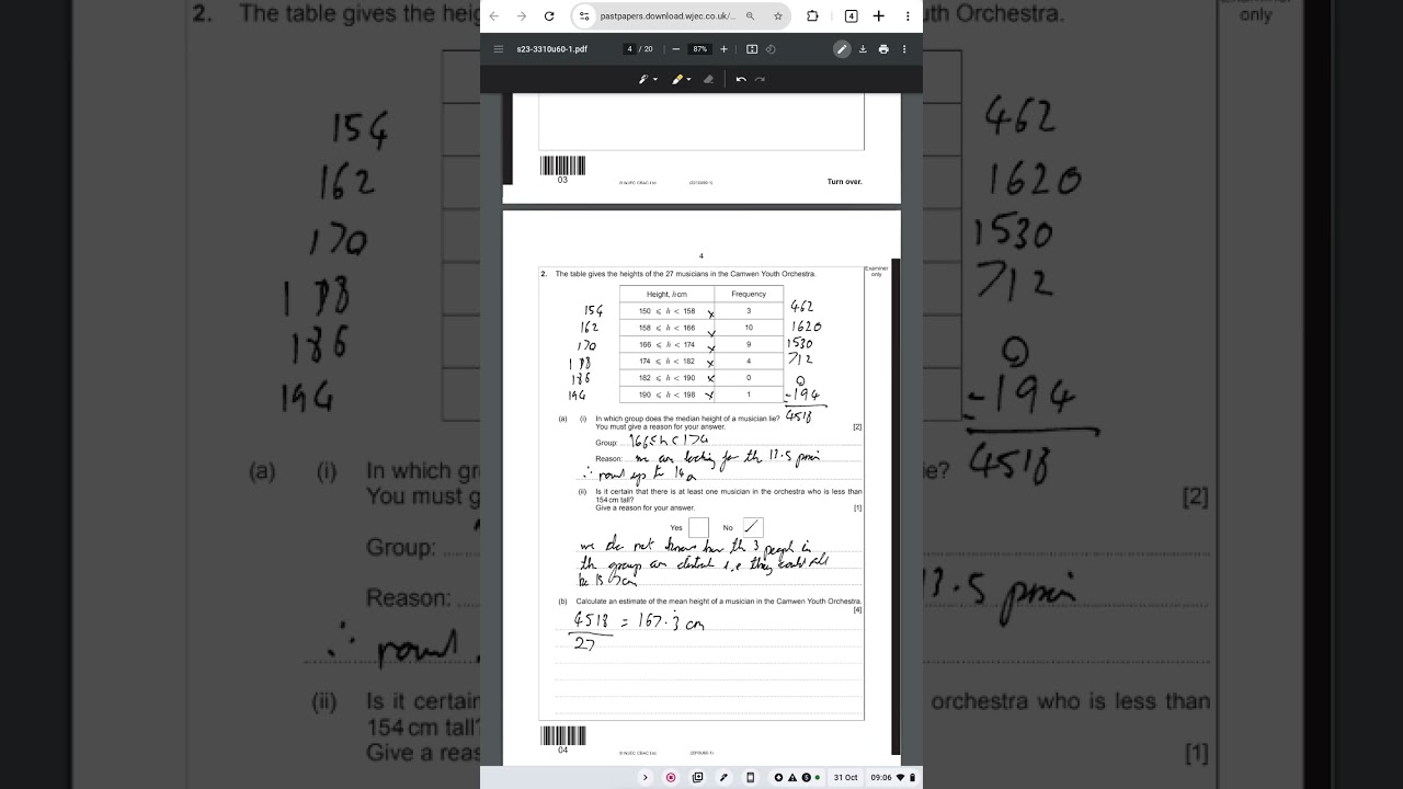 Complete Work Through of the WJEC Unit 2 Calculator Higher Tier Numeracy Exam from 2023