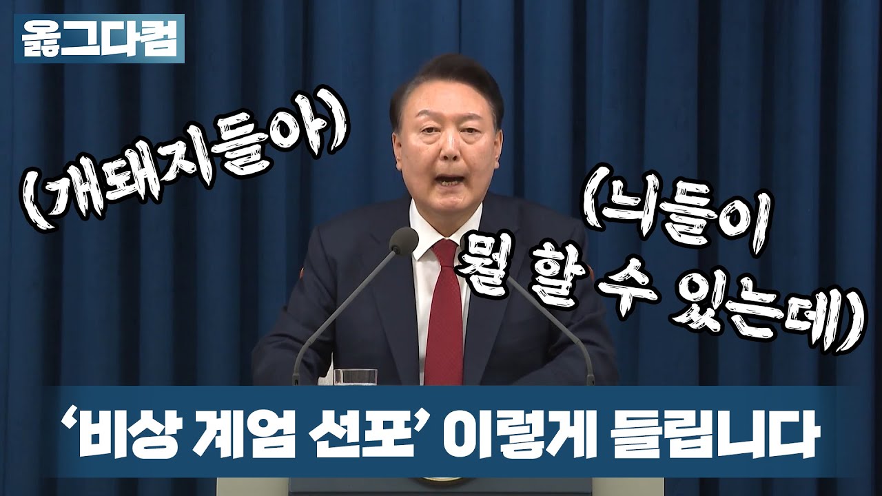 비상계엄선포 이렇게 들립니다 [241203 윤석열 비상계엄선포] #윤석열 #비상계엄선포 #탄핵