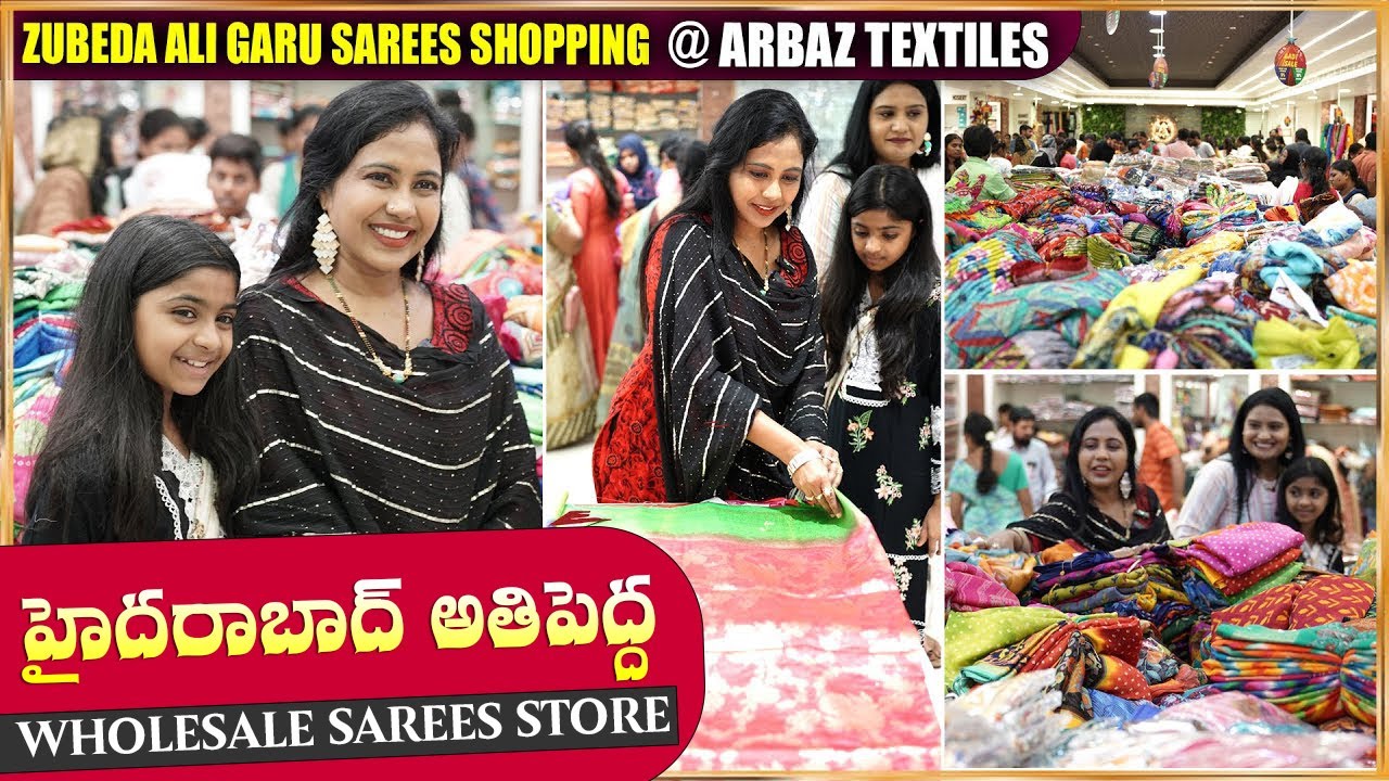 @zubedaali  Garu Sarees Shopping at Arbaz Textiles || Hyderabad Biggest Sarees Wholesaler