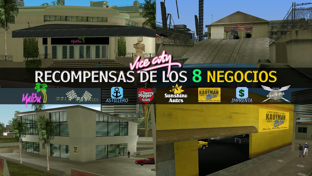 GTA Vice City - Recompensas de los 8 Negocios y sus Misiones | Cosas que dan y desbloquean