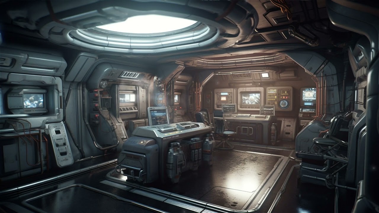 Life On a Space Battleship. Navigation Deck. Sci-Fi Ambiance for Sleep, Study, Relaxation