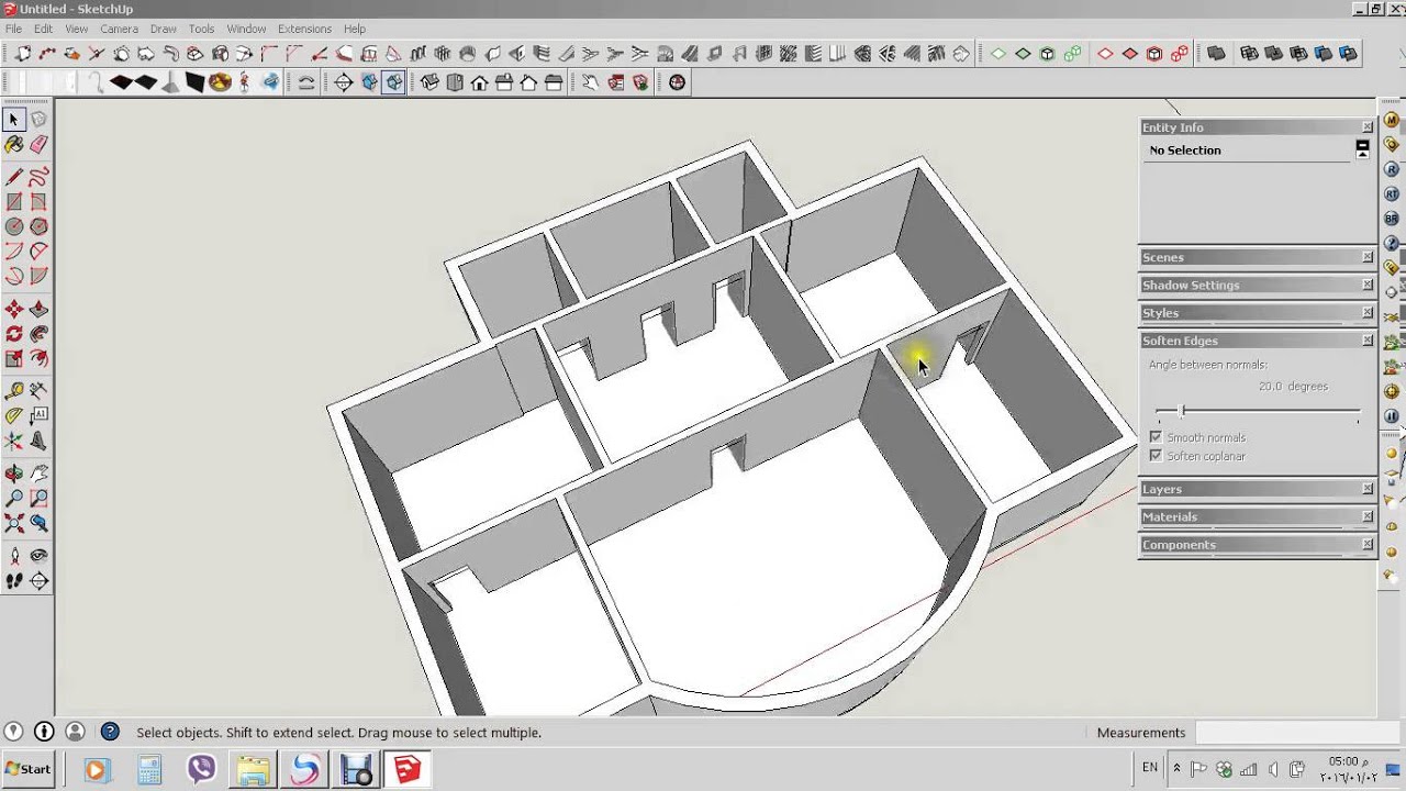 اسرع طريقة لرفع مبنى في sketchup