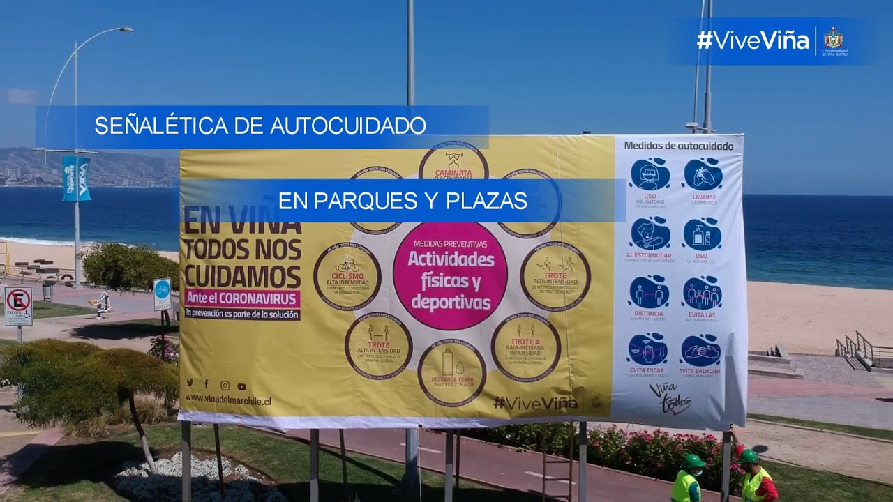 Señalética Informativa de Autocuidado en parques urbanos y plazas en Viña del Mar