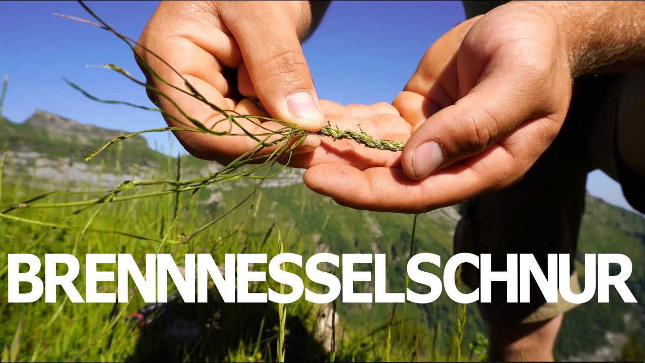 Brennnesselschnur drehen - eigene Schnur herstellen aus Naturfasern - Schnur drehen